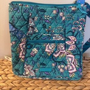 Vera Bradley Teal Floral Quilted Crossbody Purse